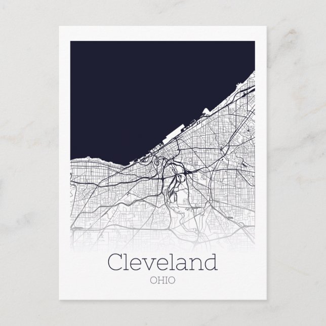 Cartão Postal Mapa da Cidade de Cleveland (Frente)