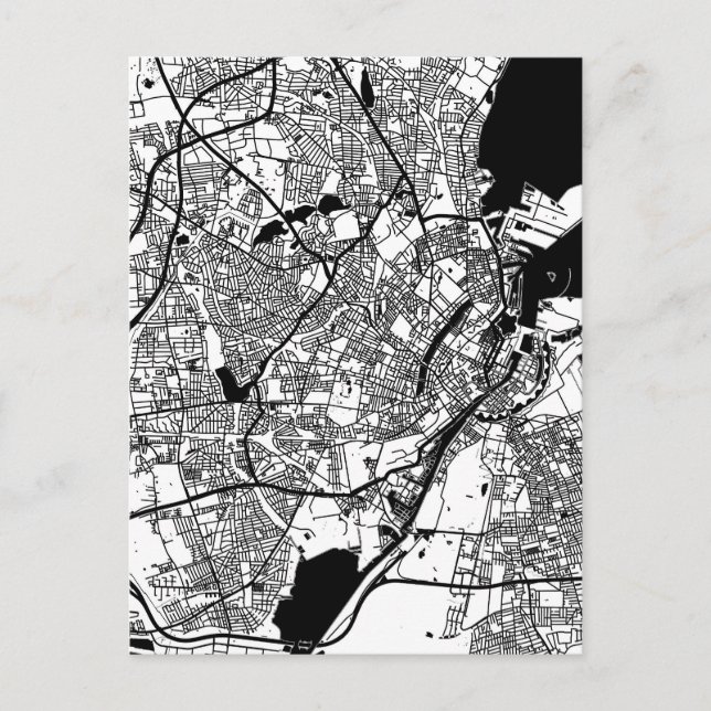 Cartão Postal Mapa da Cidade de Copenhague Dinamarca (Frente)