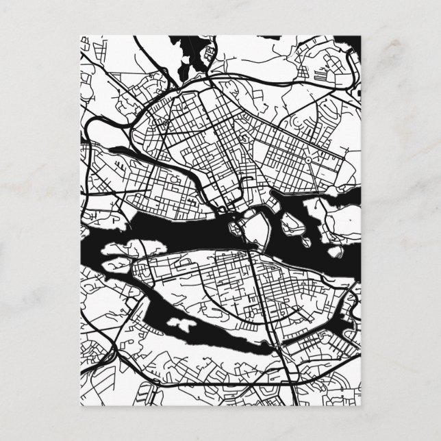 Cartão Postal Mapa da Cidade de Estocolmo Suécia (Frente)