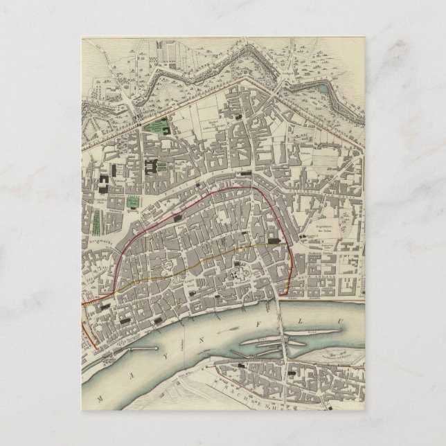 Cartão Postal Mapa da cidade de Frankfurt (1837) (Frente)