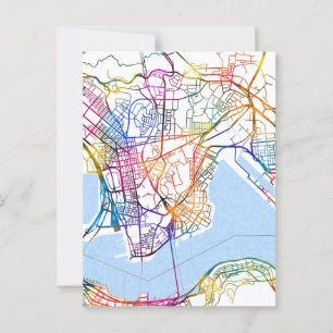 Cartão Postal Mapa da Cidade de Hong Kong do Kowloon