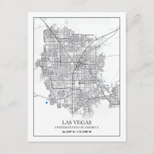 Cartão Postal Mapa da Cidade de Las Vegas Nevada EUA Viagens