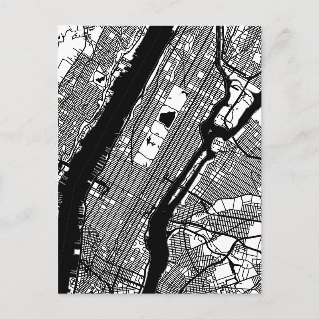 Cartão Postal Mapa da Cidade de Manhattan EUA (Frente)