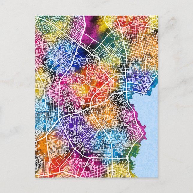 Cartão Postal Mapa da Cidade de Maracaibo Venezuela (Frente)