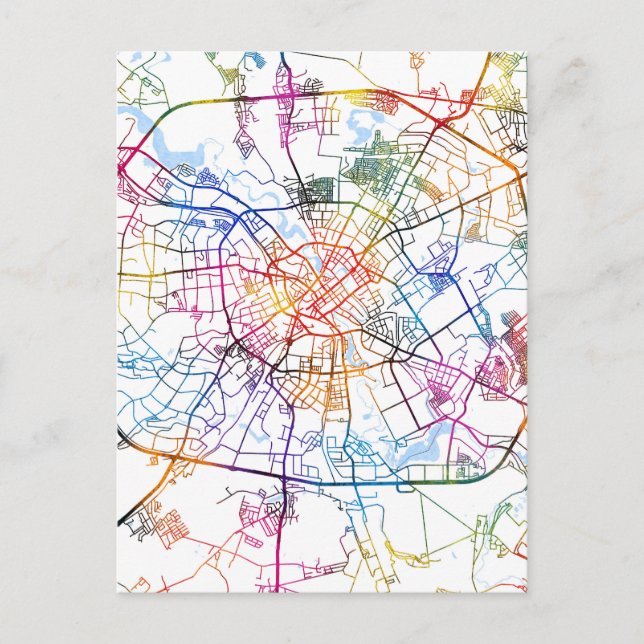 Cartão Postal Mapa da Cidade de Minsk Belarus (Frente)