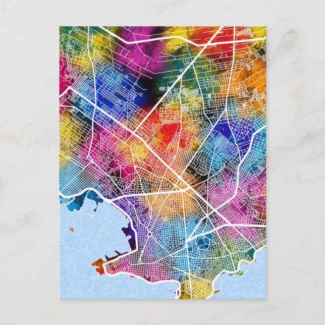 Cartão Postal Mapa da cidade de Montevidéu Uruguai (Frente)
