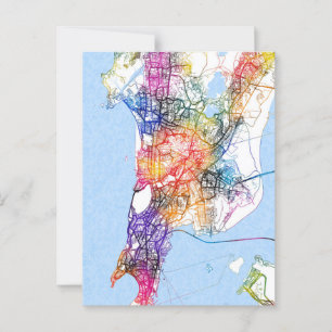 Cartão Postal Mapa da Cidade de Mumbai Maharashtra