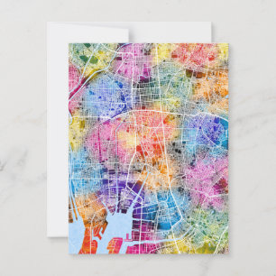 Cartão Postal Mapa da Cidade de Nagoya Japão