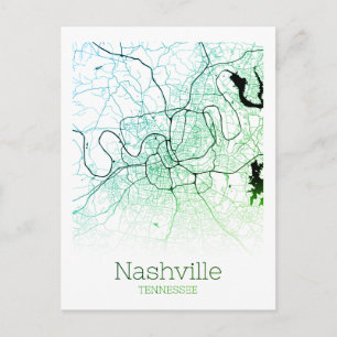 Cartão Postal Mapa da cidade de Nashville