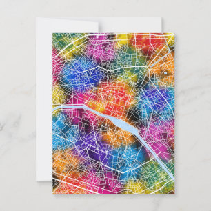 Cartão Postal Mapa da Cidade de Paris França