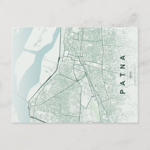 Cartão Postal Mapa da Cidade de Patna na Índia em Design Minimal