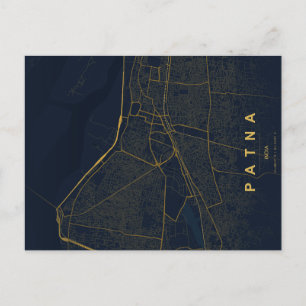 Cartão Postal Mapa da Cidade de Patna na Índia em Design Minimal