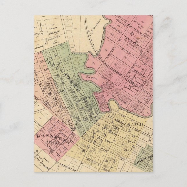 Cartão Postal Mapa da Cidade de Petaluma em 1877 (Frente)