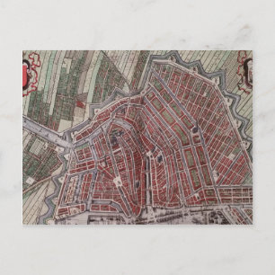 Cartão Postal Mapa da cidade de réplica de Amsterdã 1652