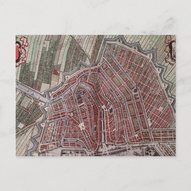 Cartão Postal Mapa da cidade de réplica de Amsterdã 1652 (Frente)