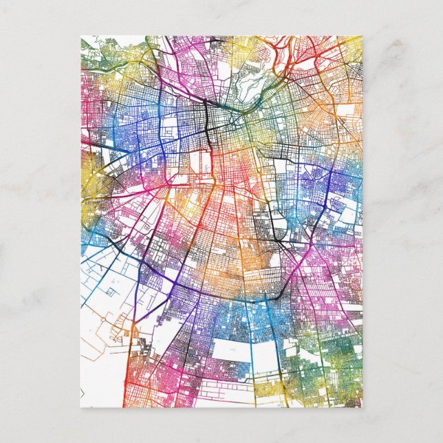 Cartão Postal Mapa da cidade de Santiago Chile (Frente)
