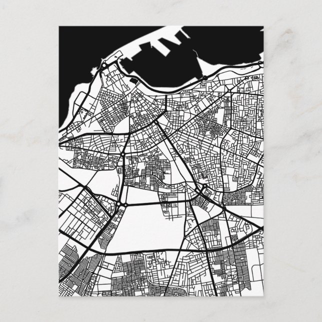 Cartão Postal Mapa da Cidade de Trípoli Líbia (Frente)