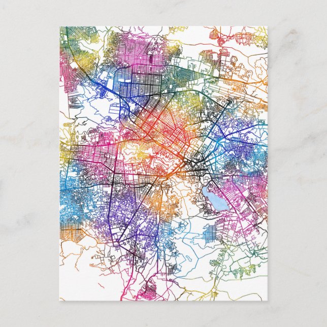 Cartão Postal Mapa da Cidade do Afeganistão em Cabul (Frente)