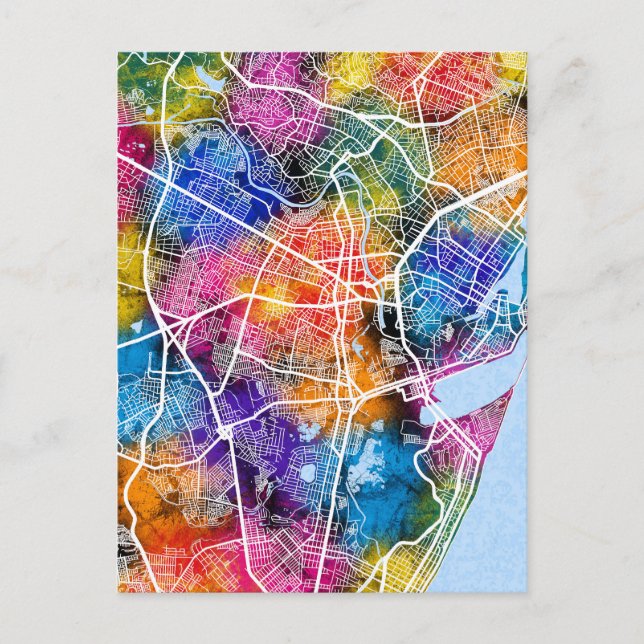 Cartão Postal Mapa da Cidade do Brasil do Recife (Frente)