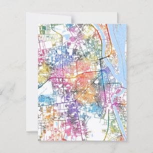 Cartão Postal Mapa da Cidade do Camboja em Phnom Penh