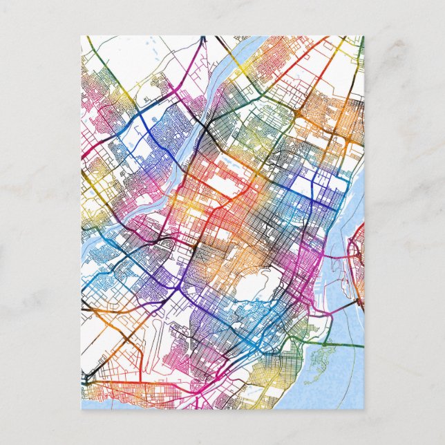 Cartão Postal Mapa da Cidade do Canadá, no Quebec de Montreal (Frente)