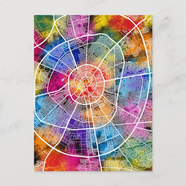 Cartão Postal Mapa da Cidade do Iraque (Frente)