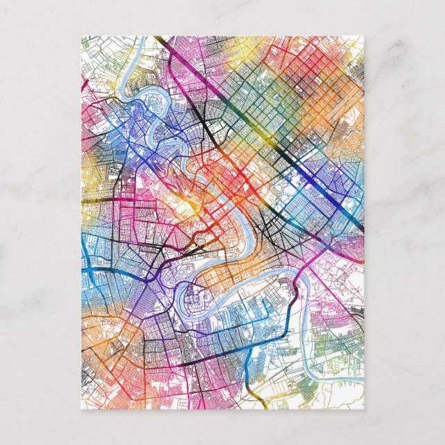 Cartão Postal Mapa da Cidade do Iraque de Bagdade (Frente)