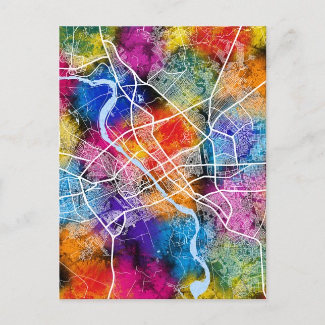 Cartão Postal Mapa da Cidade do Iraque de Mosul (Frente)