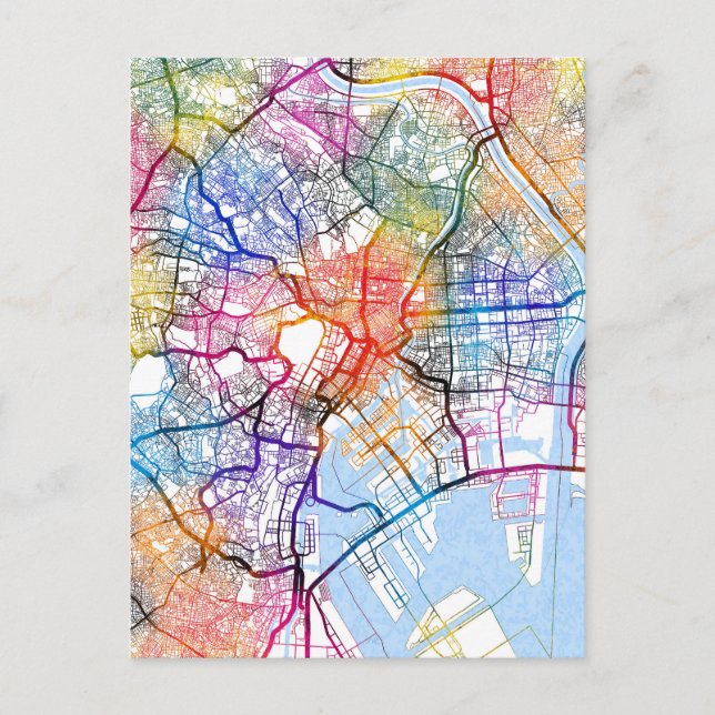 Cartão Postal Mapa da Cidade do Japão de Tóquio (Frente)