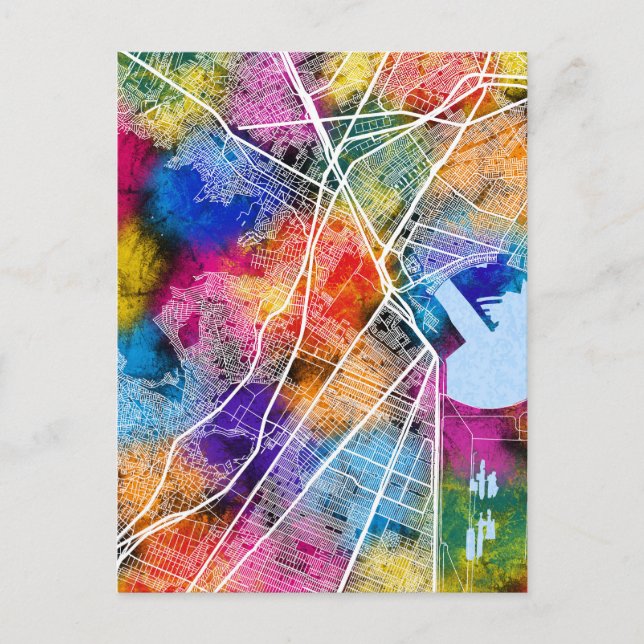 Cartão Postal Mapa da Cidade do México Ecatepec de Morelos (Frente)