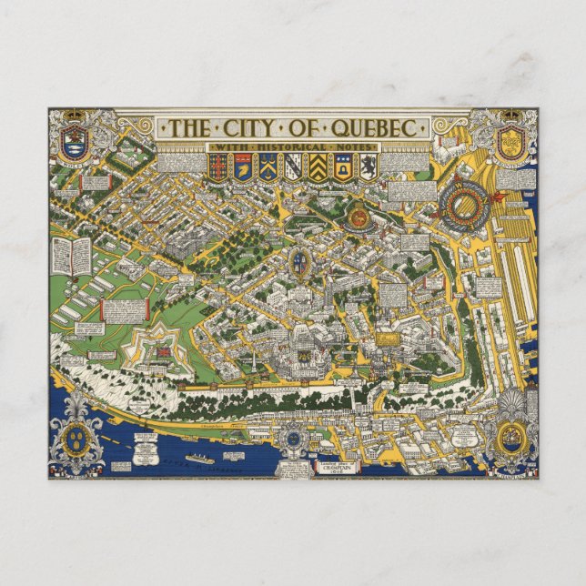 Cartão Postal Mapa da Cidade do Quebec (Frente)