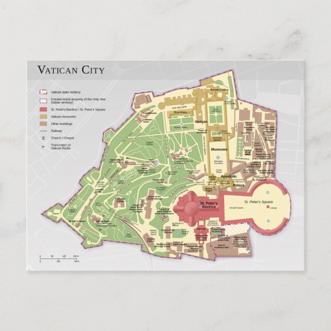 Cartão Postal Mapa da Cidade do Vaticano (Frente)