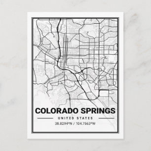 Cartão Postal Mapa da Cidade do Viagem do Colorado Primavera CO