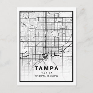 Cartão Postal Mapa da Cidade do Viagem Tampa Florida EUA