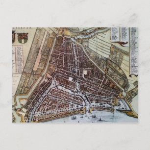Cartão Postal Mapa da cidade réplica de Roterdão 1652