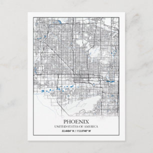 Cartão Postal Mapa da Cidade Viagem da Arizona EUA
