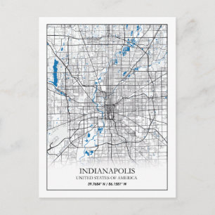 Cartão Postal Mapa da Cidade Viagem de Indianapolis Indiana EUA
