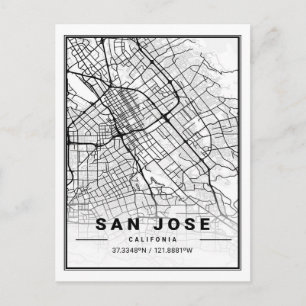 Cartão Postal Mapa da Cidade Viagem de San Jose California USA