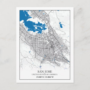 Cartão Postal Mapa da Cidade Viagem de San Jose California USA