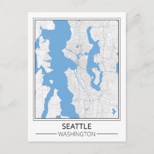 Cartão Postal Mapa da Cidade Viagem de Seattle Washington EUA