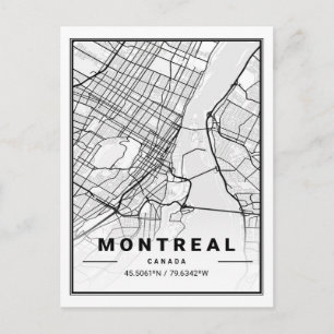 Cartão Postal Mapa da Cidade Viagem do Canadá de Montreal Quebec