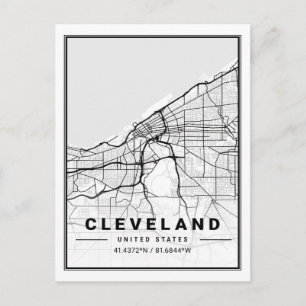 Cartão Postal Mapa da Cidade Viagem do Cleveland Ohio USA