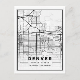 Cartão Postal Mapa da Cidade Viagem do Denver CO Colorado EUA