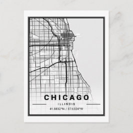 Cartão Postal Mapa da Cidade Viagem do Illinois Carolina dos EUA