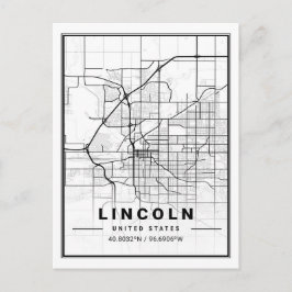 Cartão Postal Mapa da Cidade Viagem do Lincoln Nebraska USA