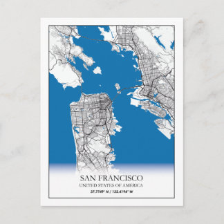 Cartão Postal Mapa da Cidade Viagem do São Francisco Califórnia