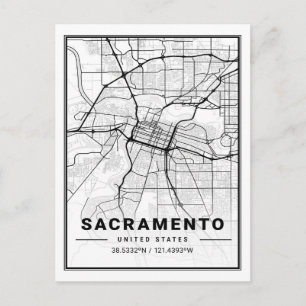 Cartão Postal Mapa da Cidade Viagem dos EUA de Sacramento