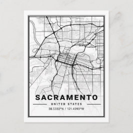 Cartão Postal Mapa da Cidade Viagem dos EUA de Sacramento