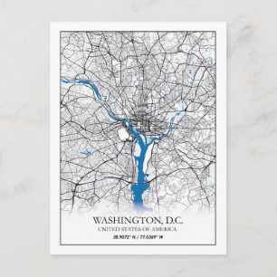 Cartão Postal Mapa da Cidade Viagem dos EUA em Washington DC