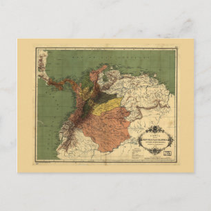 Cartão Postal Mapa da Colômbia (1886)